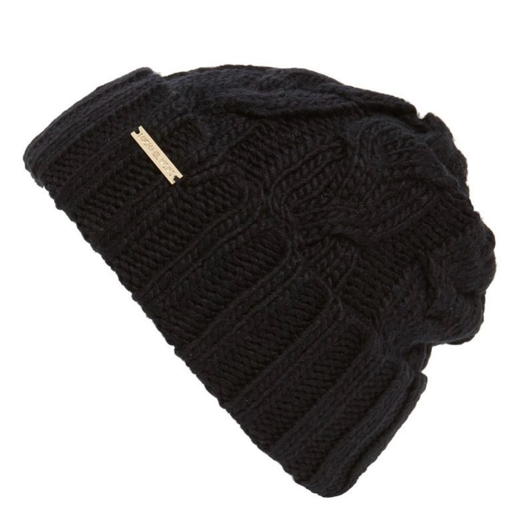 MICHAEL KORS BLACK CABLE KNIT SCARF HAT SET NEW IN BOX! - Picture 3 of 6